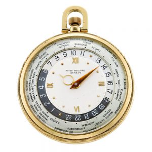 Fine, rare Swiss gold open faced World Time lever Circa 1946