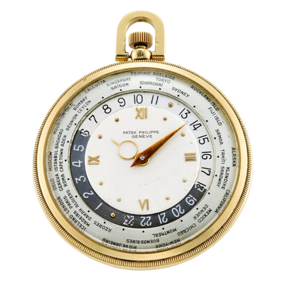 Fine, rare Swiss gold open faced World Time lever Circa 1946