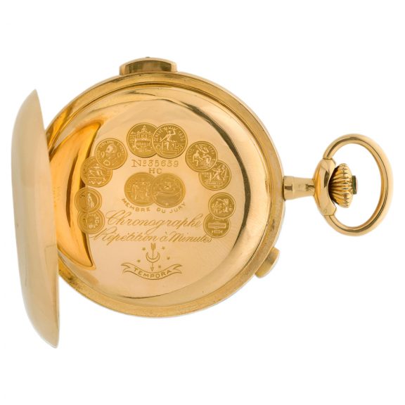 Swiss 18K gold minute repeating chronograph Circa 1900 Swiss 18K gold minute repeating chronograph Circa 1900