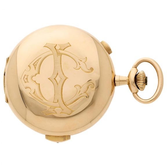 Swiss 18K gold minute repeating chronograph Circa 1900 Swiss 18K gold minute repeating chronograph Circa 1900