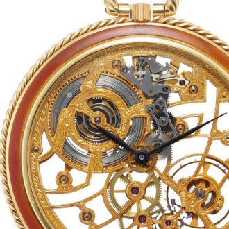 Swiss gold and enamel skeletonized keyless watch Circa 1980