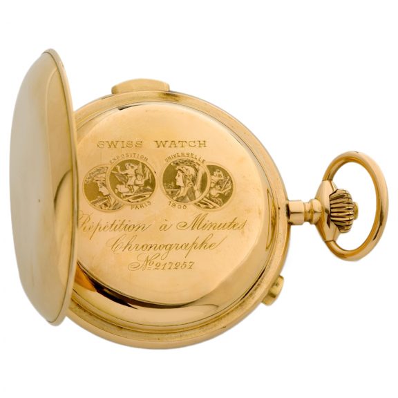 Swiss 18K gold minute repeating chronograph Circa 1900 Swiss 18K gold minute repeating chronograph Circa 1900