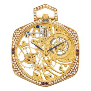Swiss gold, diamond and sapphire-set hexagonal watch Circa 1989