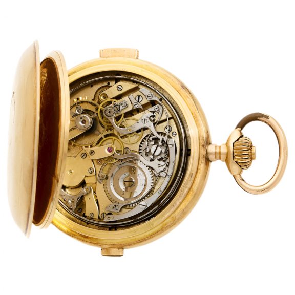 Swiss 18K gold minute repeating chronograph Circa 1900 Swiss 18K gold minute repeating chronograph Circa 1900