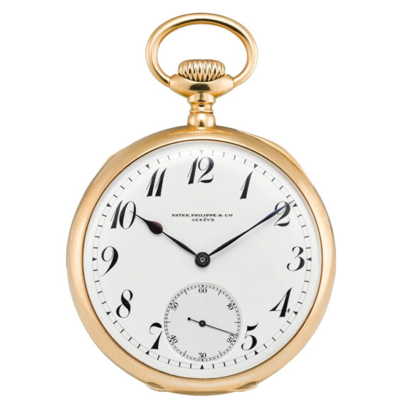 Swiss gold open faced watch with enamel dial Circa 1911