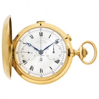 Swiss gold split seconds full hunter chronograph Circa 1900