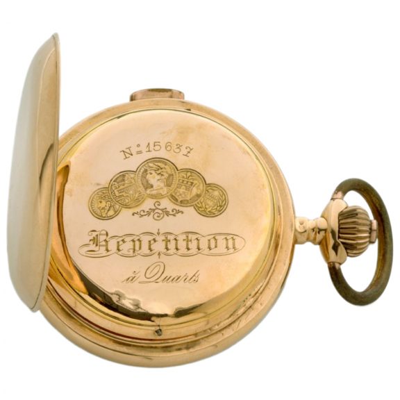 Swiss gold repeating watch with hidden erotic automaton Circa 1905 Swiss gold repeating watch with hidden erotic automaton Circa 1905