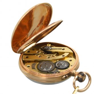 Swiss 18K yellow gold pocket watch with chain Circa 1895