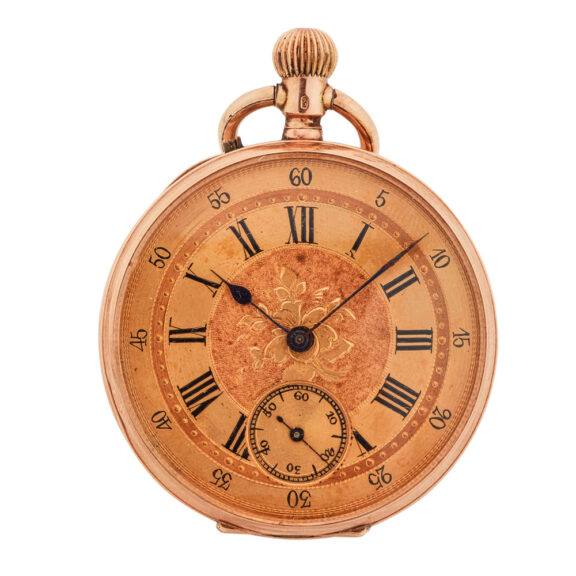 Swiss 14 carat gold keyless cylinder pocket watch Circa 1890 Swiss 14 carat gold keyless cylinder pocket watch Circa 1890