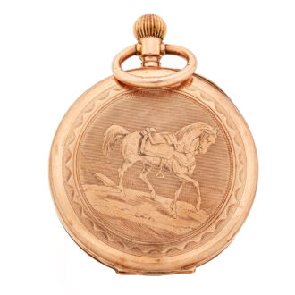 Swiss 14 carat gold keyless cylinder pocket watch Circa 1890