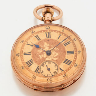Swiss 14 carat gold keyless cylinder pocket watch Circa 1890