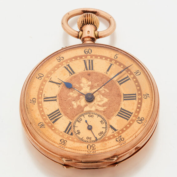 Swiss 14 carat gold keyless cylinder pocket watch Circa 1890 Swiss 14 carat gold keyless cylinder pocket watch Circa 1890