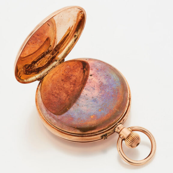 Swiss 14 carat gold keyless cylinder pocket watch Circa 1890 Swiss 14 carat gold keyless cylinder pocket watch Circa 1890