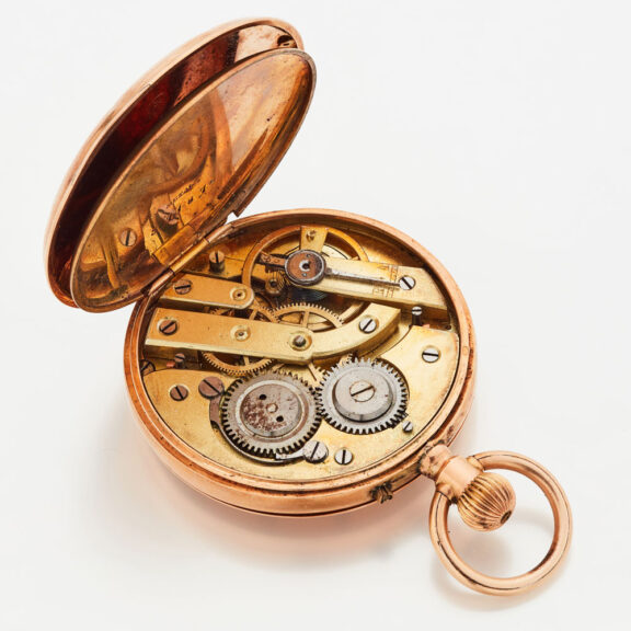 Swiss 14 carat gold keyless cylinder pocket watch Circa 1890 Swiss 14 carat gold keyless cylinder pocket watch Circa 1890