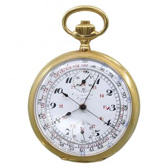 Swiss 18K yellow gold open faced chronograph watch Circa 1910 Swiss 18K yellow gold open faced chronograph watch Circa 1910