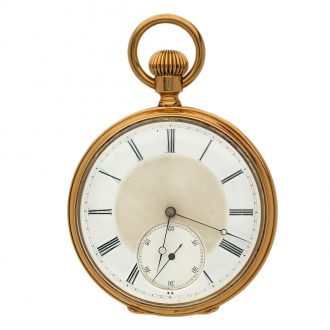Swiss 18K yellow gold open faced pocket watch Circa 1880