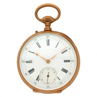 French 18K yellow gold open faced pocket watch Circa 1878