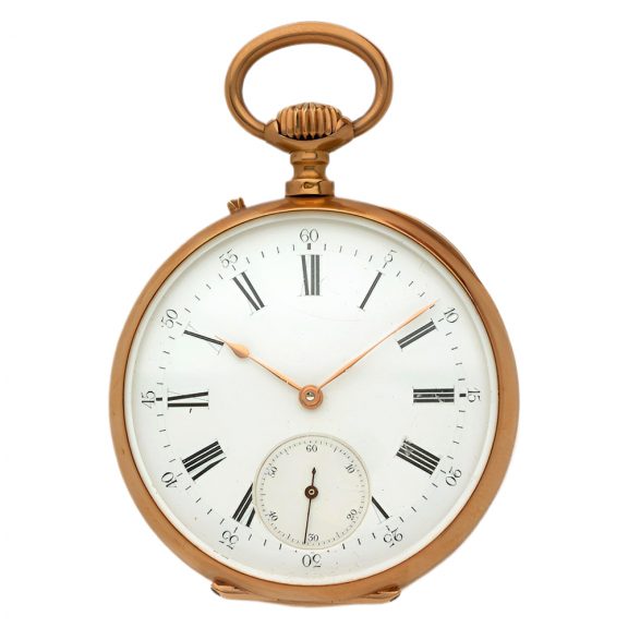 French 18K yellow gold open faced pocket watch Circa 1878