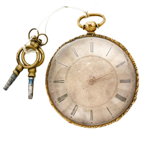 Swiss 18K yellow gold open faced pocket watch Circa 1850