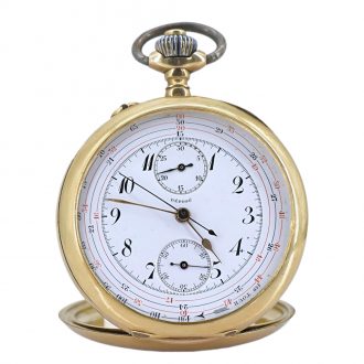 Swiss 18K yellow gold chronograph pocket watch Circa 1895