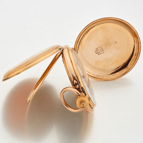 Swiss pink gold hunting cased anker chronometer Circa 1890 Swiss pink gold hunting cased anker chronometer Circa 1890