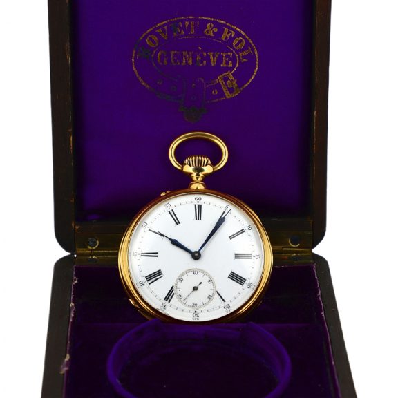 Swiss 18K yellow gold open faced pocket watch Circa 1900 Swiss 18K yellow gold open faced pocket watch Circa 1900