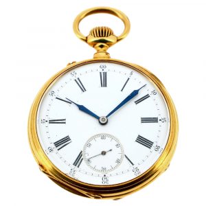 Swiss 18K yellow gold open faced pocket watch Circa 1900