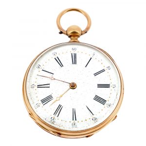 Swiss 18 carat pink gold open faced pocket watch Circa 1880