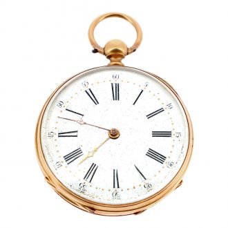 Swiss 18 carat pink gold open faced pocket watch Circa 1880