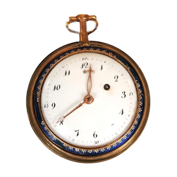 French gold verge watch with enamel painting Circa 1780