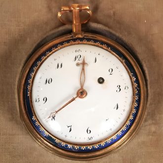 French gold verge watch with enamel painting Circa 1780