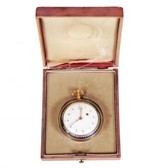 French gold verge watch with enamel painting Circa 1780