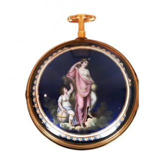 French gold verge watch with enamel painting Circa 1780
