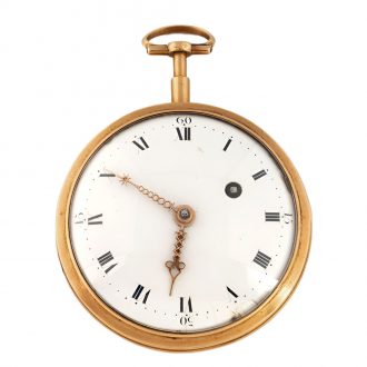 French 18K yellow gold open faced pocket watch Circa 1805