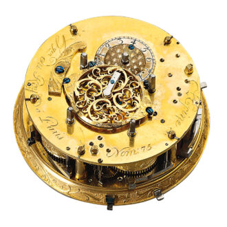 French quarter repeating coach clock with alarm and date Circa 1800