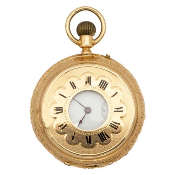 French 18K yellow gold half hunter pocket watch Circa 1900