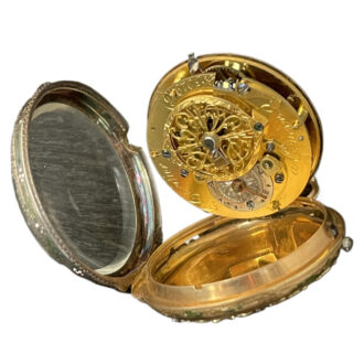 Swiss gold and silver pocket watch with opal cabochons Circa 1870