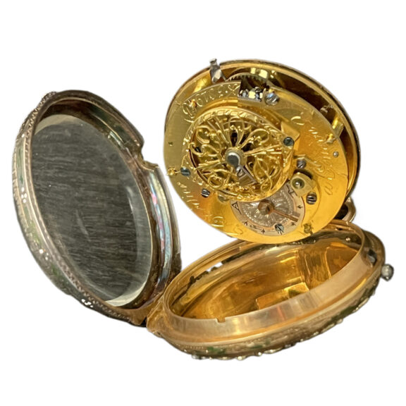 Swiss gold and silver pocket watch with opal cabochons Circa 1870 Swiss gold and silver pocket watch with opal cabochons Circa 1870