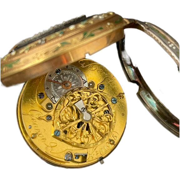 Swiss gold and silver pocket watch with opal cabochons Circa 1870 Swiss gold and silver pocket watch with opal cabochons Circa 1870