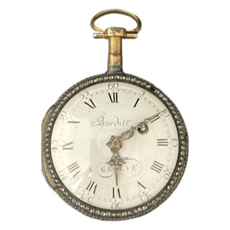 Swiss gold and silver pocket watch with opal cabochons Circa 1870