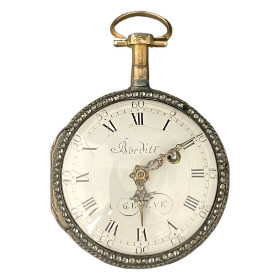Swiss gold and silver pocket watch with opal cabochons Circa 1870