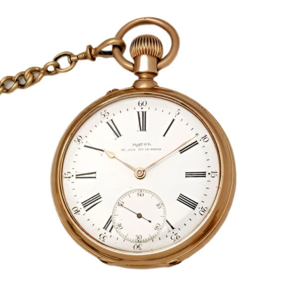 French 18K yellow gold pocket watch with chain Circa 1900