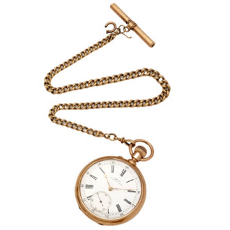 French 18K yellow gold pocket watch with chain Circa 1900