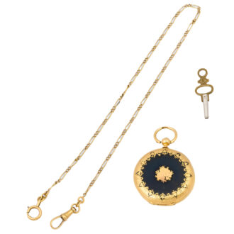 French 18K yellow gold and enamel pocket watch Circa 1845