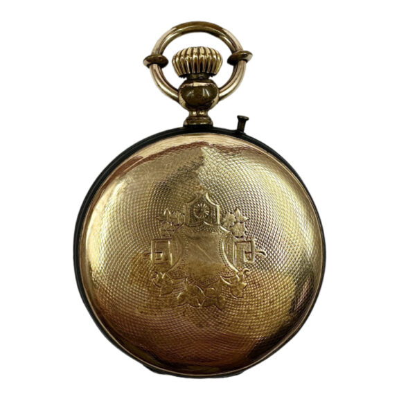 Swiss 14K gold and blackened steel pocket watch Circa 1895 Swiss 14K gold and blackened steel pocket watch Circa 1895
