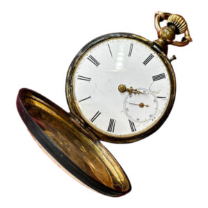 Swiss 14K gold and blackened steel pocket watch Circa 1895