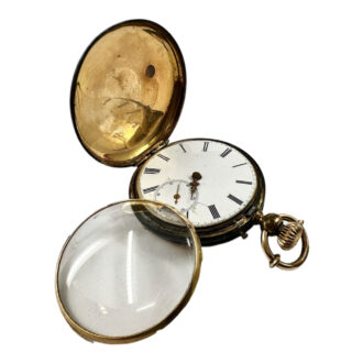 Swiss 14K gold and blackened steel pocket watch Circa 1895