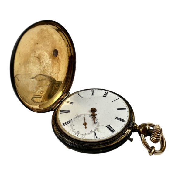 Swiss 14K gold and blackened steel pocket watch Circa 1895 Swiss 14K gold and blackened steel pocket watch Circa 1895