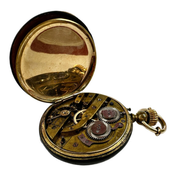 Swiss 14K gold and blackened steel pocket watch Circa 1895 Swiss 14K gold and blackened steel pocket watch Circa 1895