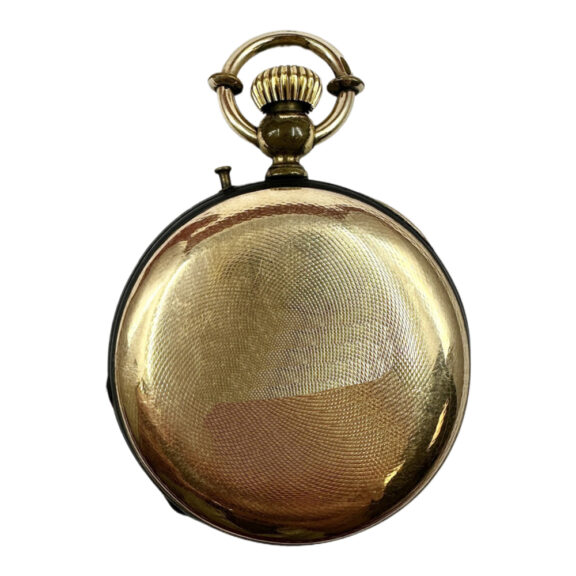 Swiss 14K gold and blackened steel pocket watch Circa 1895 Swiss 14K gold and blackened steel pocket watch Circa 1895